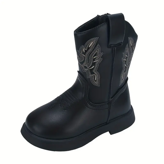 Girls Ankle Boots with Side Zipper Kids Short Boots Non-slip 2024 Winter New Children Fashion Boots Soft Sole Embroidered Trendy