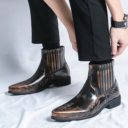 Men Gold Black Chelsea Cowboy