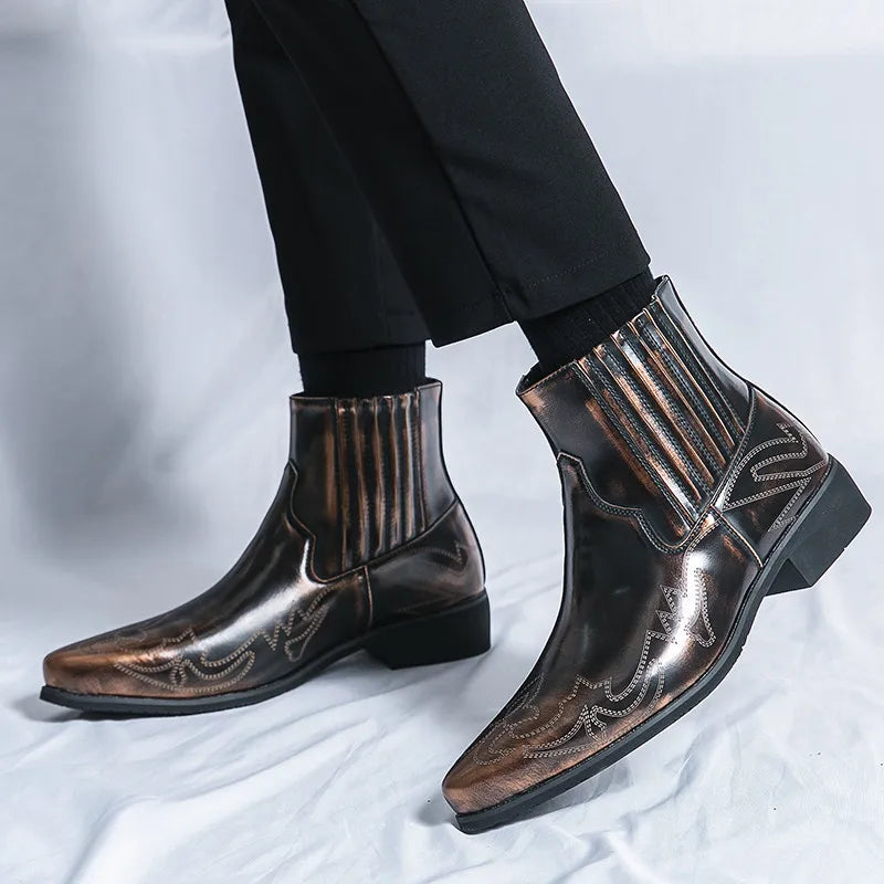 Men Gold Black Chelsea Cowboy