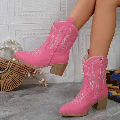 Women Vintage Chunky Heels