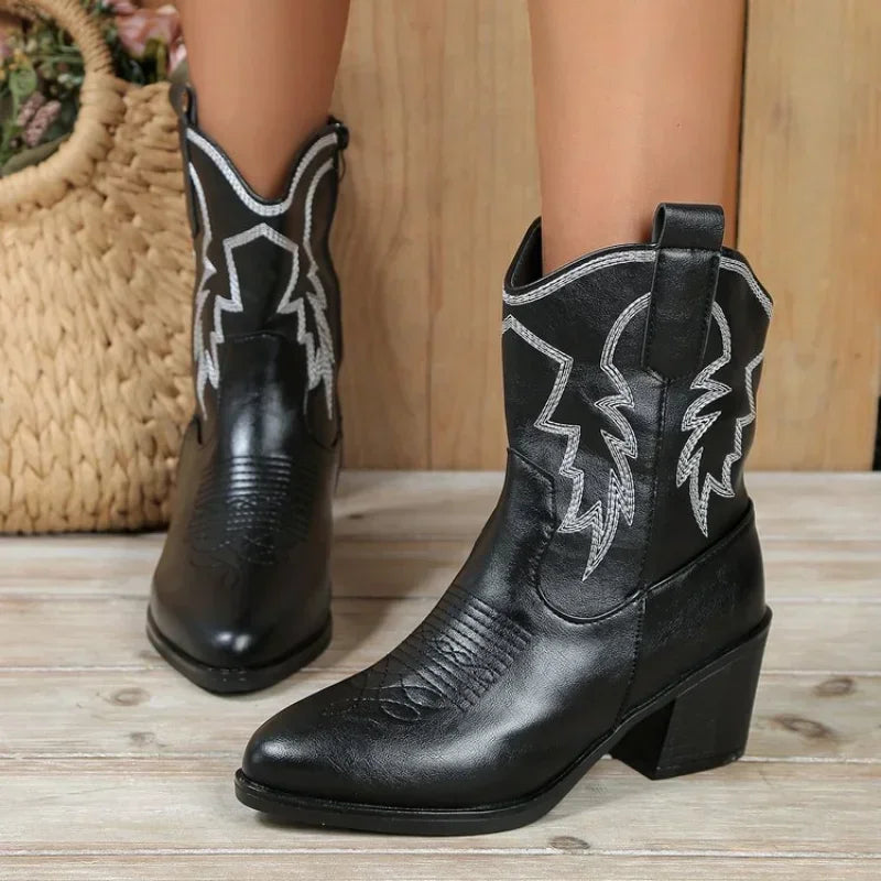 Women Vintage Chunky Heels