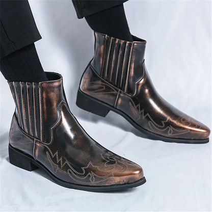 Men Gold Black Chelsea Cowboy
