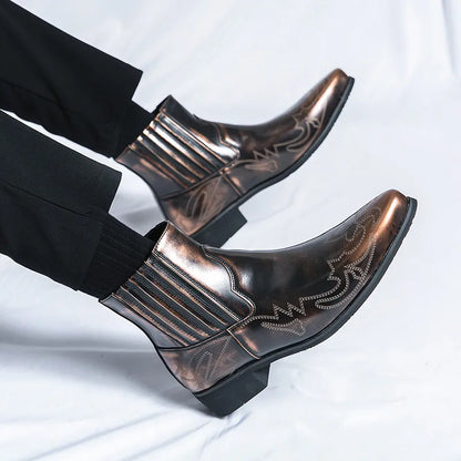 Men Gold Black Chelsea Cowboy