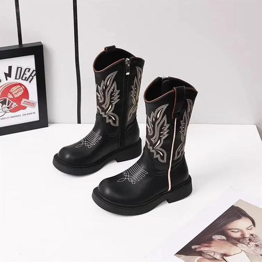 2024 Children's PU Leather Boots Classic Western Cowboy